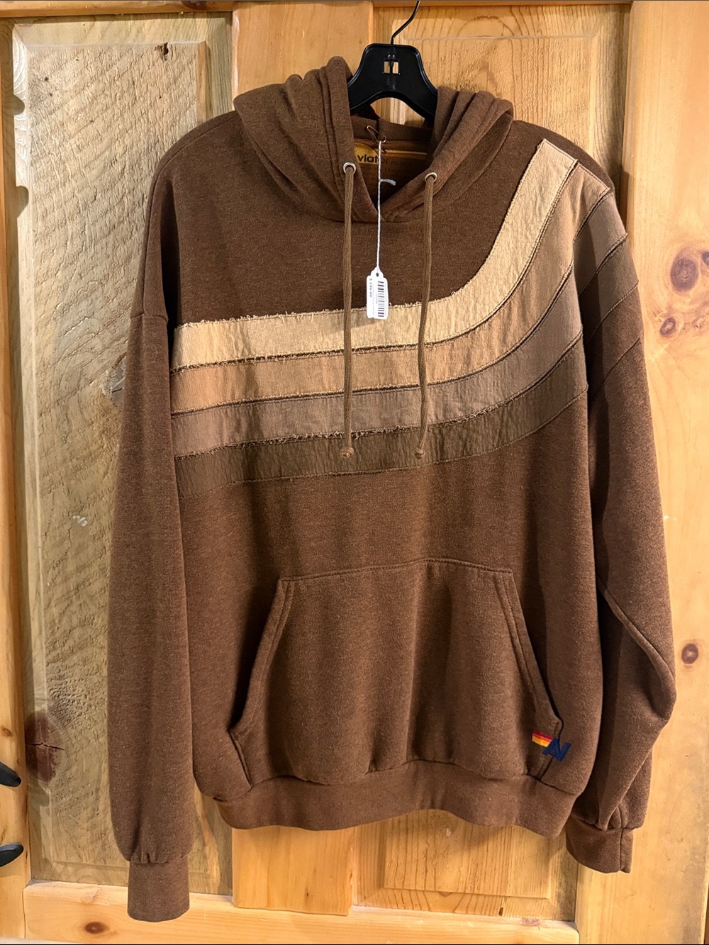 Aviator Nation- 🌊 Wave Stripe 4 Pullover Hoodie- Brown